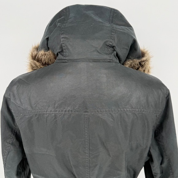 Barbour Womens Kelsall Faux Fur & Faux Shearling Trim Waxed Cotton Parka size 8 - Picture 16 of 16